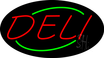 Oval Red Deli Animated Neon Sign