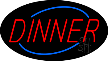 Oval Red Dinner Animated Neon Sign
