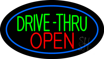 Oval Drive-Thru Oepn Animated Neon Sign