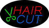 Oval Hair Cut with Scissor Animated Neon Sign
