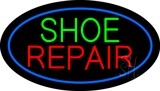 Shoe Repair Blue Oval Flashing Neon Sign