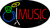 Music with Drumset Flashing Neon Sign