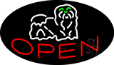 Dog Logo Open Flashing Neon Sign