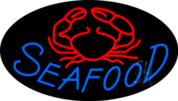 Blue Seafood Logo Animated Neon Sign