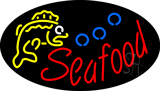 Red Seafood with Bubbles Animated Neon Sign