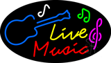 Live Music with Guitar Flashing Neon Sign