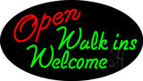 Oval Open Walkins Welcome Animated Neon Sign