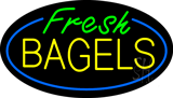 Oval Fresh Bagels Animated Neon Sign