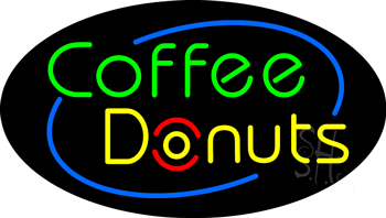 Deco Style Coffee Donuts Animated Neon Sign