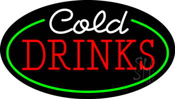 Oval Cold Drinks Animated Neon Sign