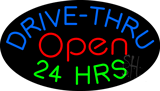 Drive Thru Open 24 Hrs Animated Neon Sign