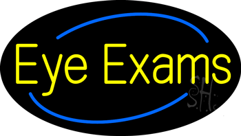 Yellow Deco Style Eye Exams Animated Neon Sign