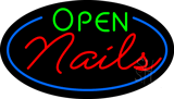 Open Nails Oval Blue Animated Neon Sign