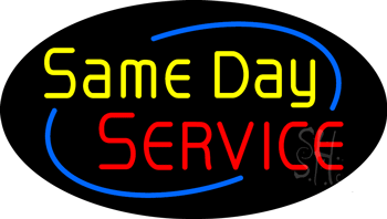 Deco Style Same Day Service Animated Neon Sign