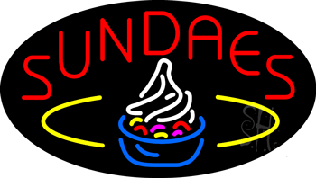 Oval Sundaes with Logo Animated Neon Sign