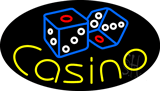 Casino with Dice Flashing Neon Sign
