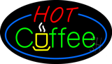 Oval Hot Coffee Animated Neon Sign