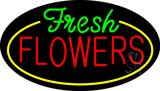 Oval Fresh Flowers Animated Neon Sign