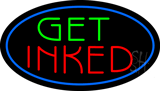 Oval Get Inked with Blue Border Animated Neon Sign