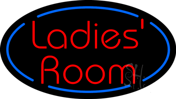 Red Ladies Room Oval Animated Neon Sign