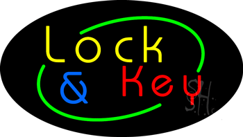 Lock and Key Animated Neon Sign