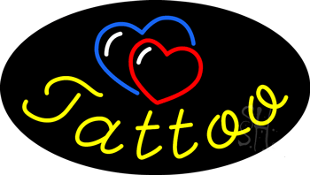 Tattoo with Heart Logo Animated Neon Sign