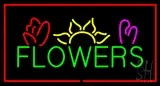 Green Flowers Logo with Red Border LED Neon Sign