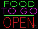 Food To Go Block Open Green Line LED Neon Sign
