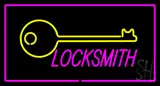 Locksmith Logo Rectangle Purple LED Neon Sign