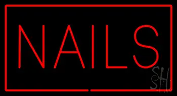 Red Nails with Red Border LED Neon Sign