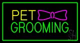 Pet Grooming Logo Rectangle Green LED Neon Sign