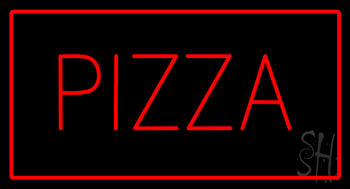 Red Pizza with Red Border Animated LED Neon Sign