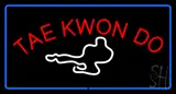 Tae Kwon Do Logo Rectangle Blue LED Neon Sign