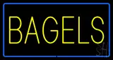 Yellow Bagels Rectangle with Blue Border LED Neon Sign