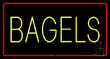 Yellow Bagels Rectangle with Red Border LED Neon Sign