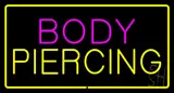 Body Piercing Rectangle Yellow LED Neon Sign
