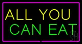 All You Can Eat Rectangle Purple LED Neon Sign
