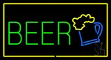Beer Logo Rectangle Yellow LED Neon Sign