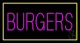 Pink Burgers Rectangle Yellow LED Neon Sign