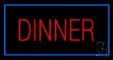 Red Dinner Rectangle Blue LED Neon Sign