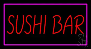 Sushi Bar Rectangle Pink LED Neon Sign