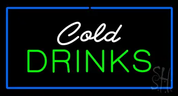 Cold Drinks Rectangle Blue LED Neon Sign