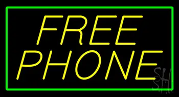 Yellow Free Phone with Green Border LED Neon Sign