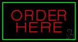 Order Here Rectangle Green LED Neon Sign