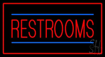 Restrooms Rectangle Red LED Neon Sign