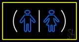 Restrooms Logo Rectangle Yellow LED Neon Sign