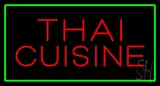 Red Thai Cuisine Rectangle Green LED Neon Sign