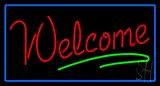 Welcome Rectangle Blue LED Neon Sign