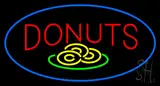 Donut Red and Logo Oval Blue LED Neon Sign