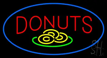 Donut Red and Logo Oval Blue LED Neon Sign